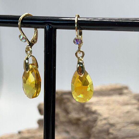 Kirks Folly Autumn Goddess Tears Drill Drop Lever Back Retired Earrings - Picture 5 of 8